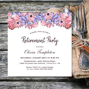 Invitation Parti de retraite florale de lavande rose
