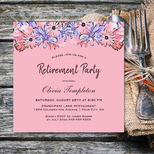 Invitation Parti de retraite florale de lavande rose