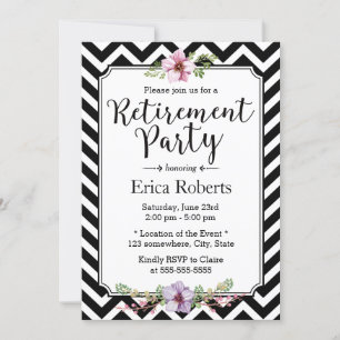 Invitation Parti de retraite florale moderne Chevron