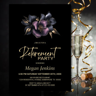 Invitation Parti de retraite florale rose et gris poussiéreux