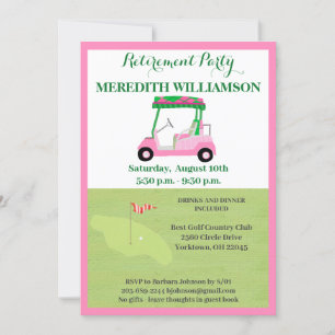 Invitation Parti de retraite Fun Pink Green Golf Party