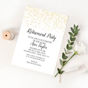 Invitation Parti de retraite Gold Confetti