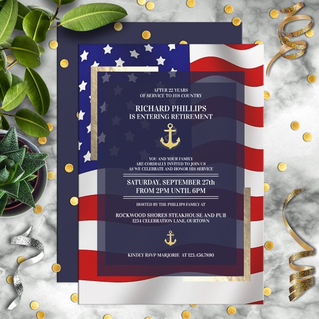 Invitation Parti de retraite militaire de l'Ancre d'or et du  (Créateur téléchargé)