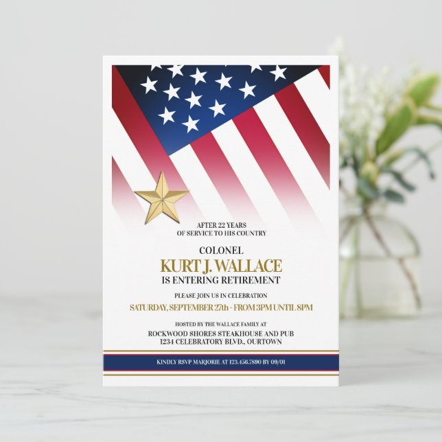 Invitation Parti de retraite militaire Gold Star (Debout devant)