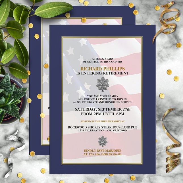 Invitation Parti de retraite militaire Silver Oak Leaf (Créateur téléchargé)