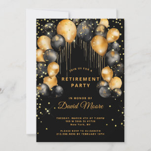 Invitation Parti de retraite moderne Black Gold