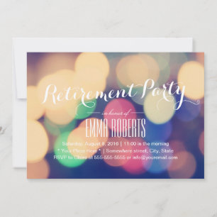 Invitation Parti de retraite moderne Bokeh Lights