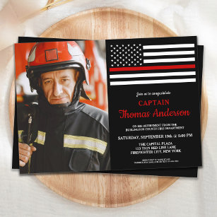 Invitation Parti de retraite moderne pompier Photo personnali