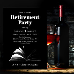 Invitation Parti de retraite Noir et blanc Nouveau chapitre