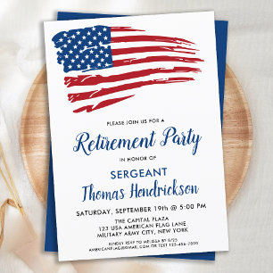 Invitation Parti de retraite patriotique USA American Flag