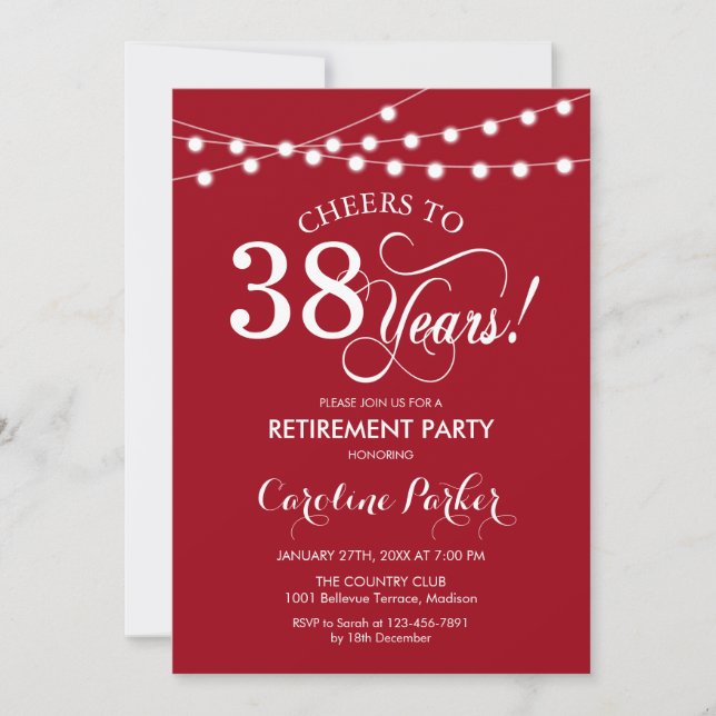 Invitation Parti de retraite - Rouge Blanc (Devant)