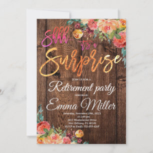 Invitation Parti de retraite rustique surprise