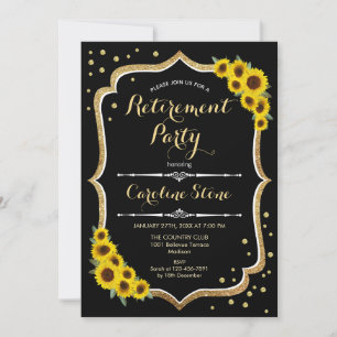 Invitation Parti de retraite - Sunflower Black Gold