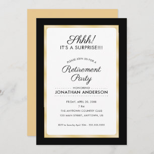 Invitation Parti de retraite surprise   Noir et or