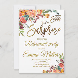 Invitation Parti de retraite surprise, retrait MINT Floral