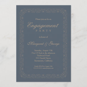 Invitation Parti d'engagement bleu de la marine Vintage