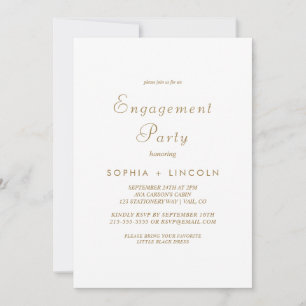 Invitation Parti d'engagement de la calligraphie or gracieuse