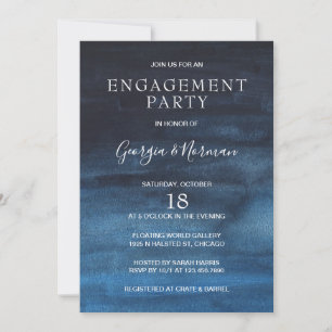 Invitation Parti d'engagement de la marine Blue Watercolor