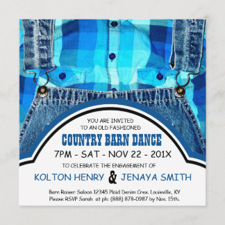 Invitation Parti d'engagement des couples de pays Denim et Pl