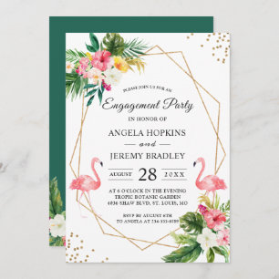 Invitation Parti d'engagement des Feuilles floraux tropicaux