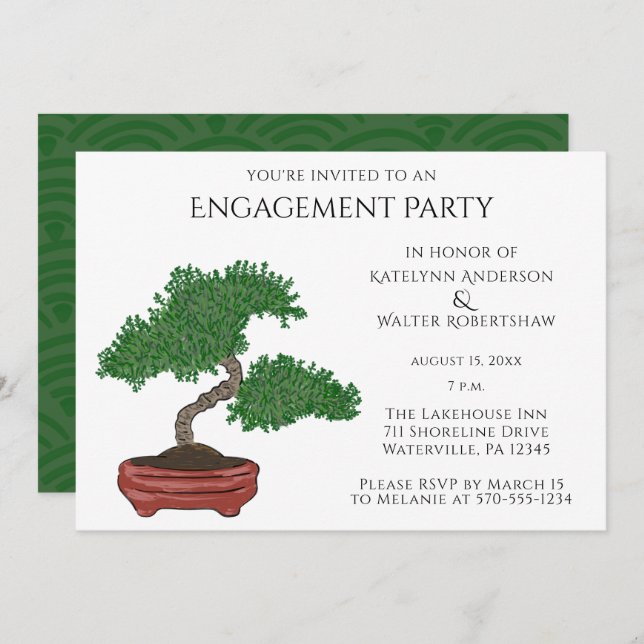 Invitation Parti d'engagement des Mariages japonais Bonsai Tr (Devant / Derrière)