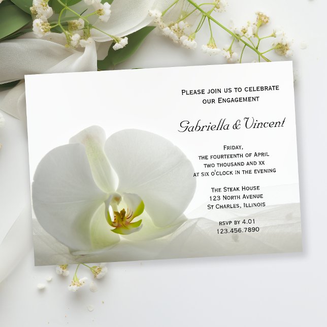 Invitation Parti d'engagement des orchidées blanches et des v (Créateur téléchargé)