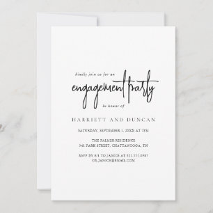 Invitation Parti d'engagement Elegant noir et blanc intempore