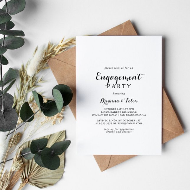 Invitation Parti d'engagement en calligraphie moderne (Créateur téléchargé)