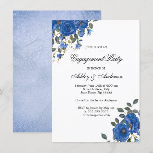 Invitation Parti d'engagement Fleurs bleues de minuit de la m
