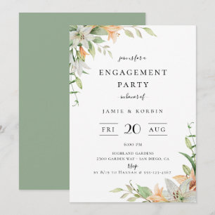 Invitation Parti d'engagement floral de Lily botanique modern