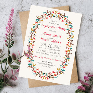Invitation Parti d'engagement floral élégant et romantique mo