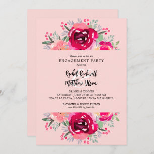 Invitation Parti d'engagement floral rose chic