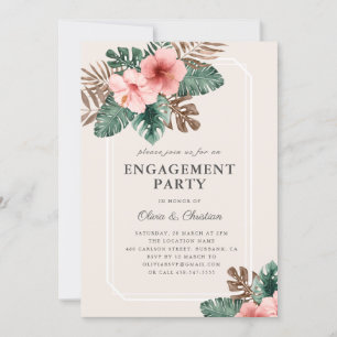 Invitation Parti d'engagement floral tropical moderne Boho
