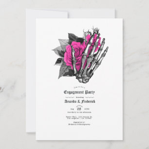 Invitation Parti d'engagement gothique rose et bleu marine