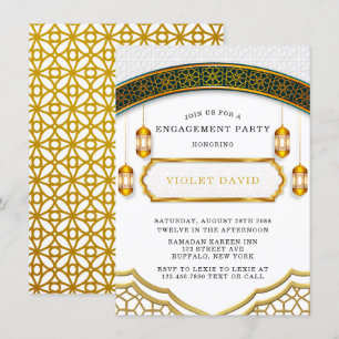 Invitation Parti d'engagement islamique moderne blanc et or