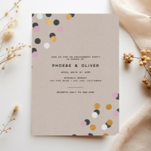 Invitation Parti d'engagement Kraft Confetti moderne