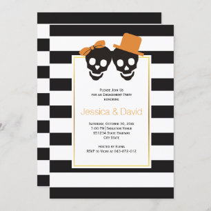 Invitation Parti d'engagement mariage Halloween en couple crâ