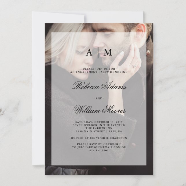 Invitation Parti d'engagement Mariage moderne | Superposition (Devant)