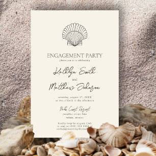 Invitation Parti d'engagement Mariage Ocean Beach de Shell