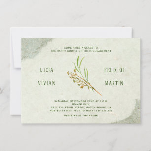 Invitation Parti d'engagement neutre Vintage vert rustique