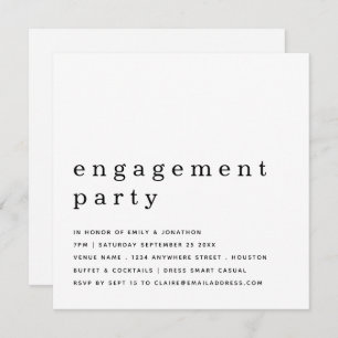 Invitation Parti d'engagement noir contemporain