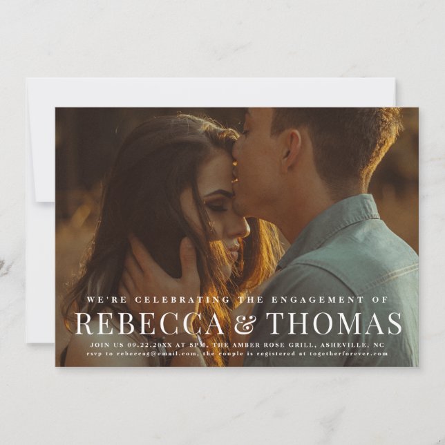 Invitation Parti d'engagement photo de type moderne (Devant)