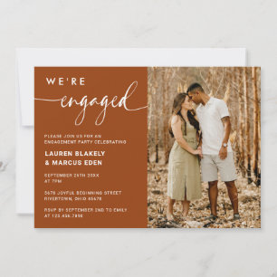 Invitation Parti d'engagement photo en terre cuite rustique m