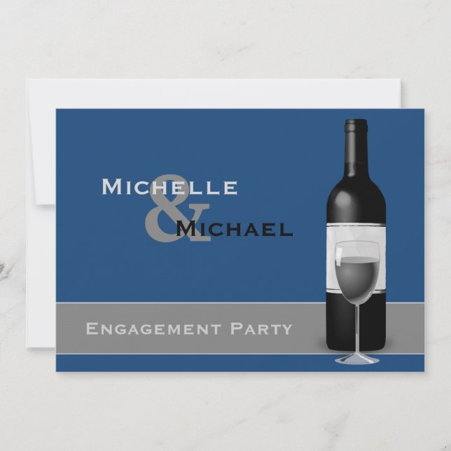 Invitation Parti d'engagement pour la bouteille de vin modern (Devant)