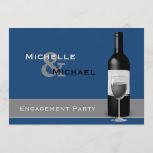 Invitation Parti d'engagement pour la bouteille de vin modern