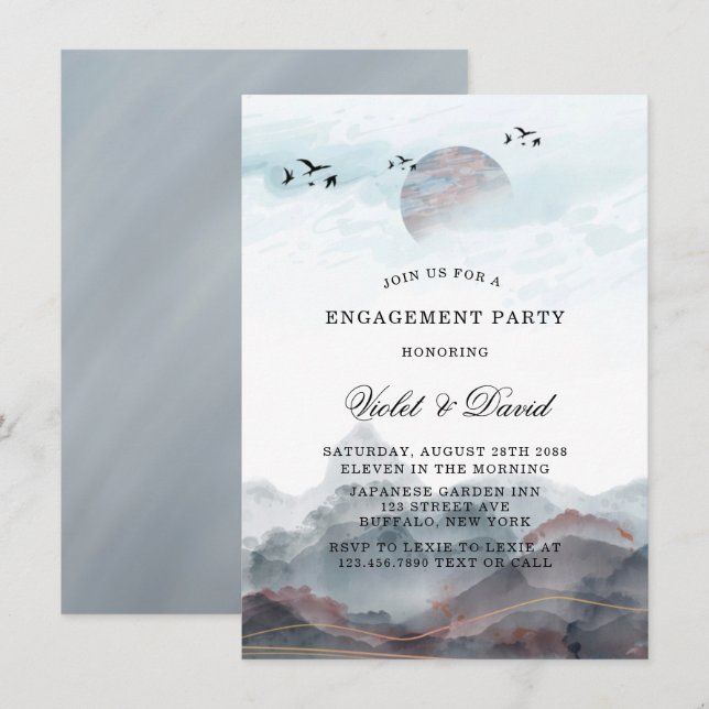 Invitation Parti d'engagement pour l'aquarelle japonaise (Devant / Derrière)
