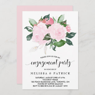 Invitation Parti d'engagement Roses de couleur rose douce