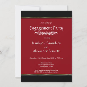 Invitation Parti d'engagement rouge noir moderne