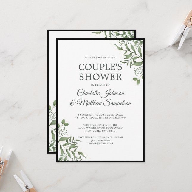 Invitation Parti d'engagement succulent des Feuilles de l'Euc (Devant/Arrière en situation)