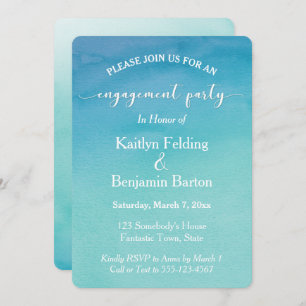 Invitation Parti d'engagement Turquoise et bleu Ombre Waterco